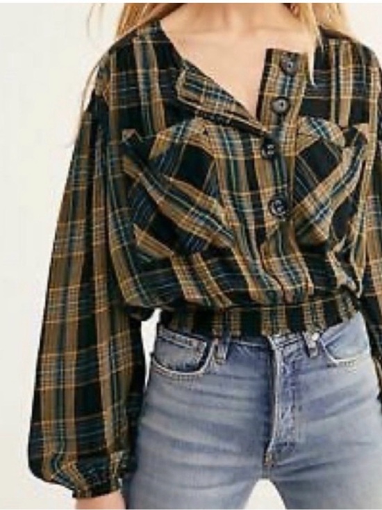 Free People Tops - Free People It’s The Good Life Plaid Crop Top Size Large